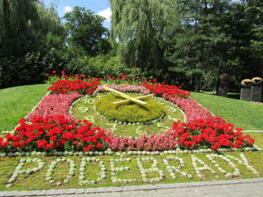 V lázeňském parku  jsou unikátní květinové hodiny. Hodiny pocházejí z roku 1937 a byly inspirovány podobnými v Žitavě. Během své existence se příliš neměnily, k zásadní přestavbě došlo, až v roce 2006 kdy byla změněna grafická úprava a stroj hodin byl nahrazen novým.